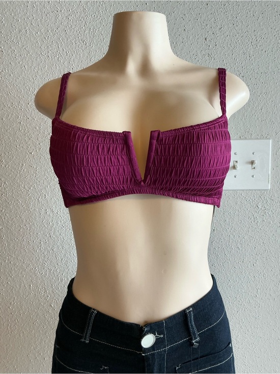 Bar III Other - Bar III Textured V-Plunge Bralette - Plum